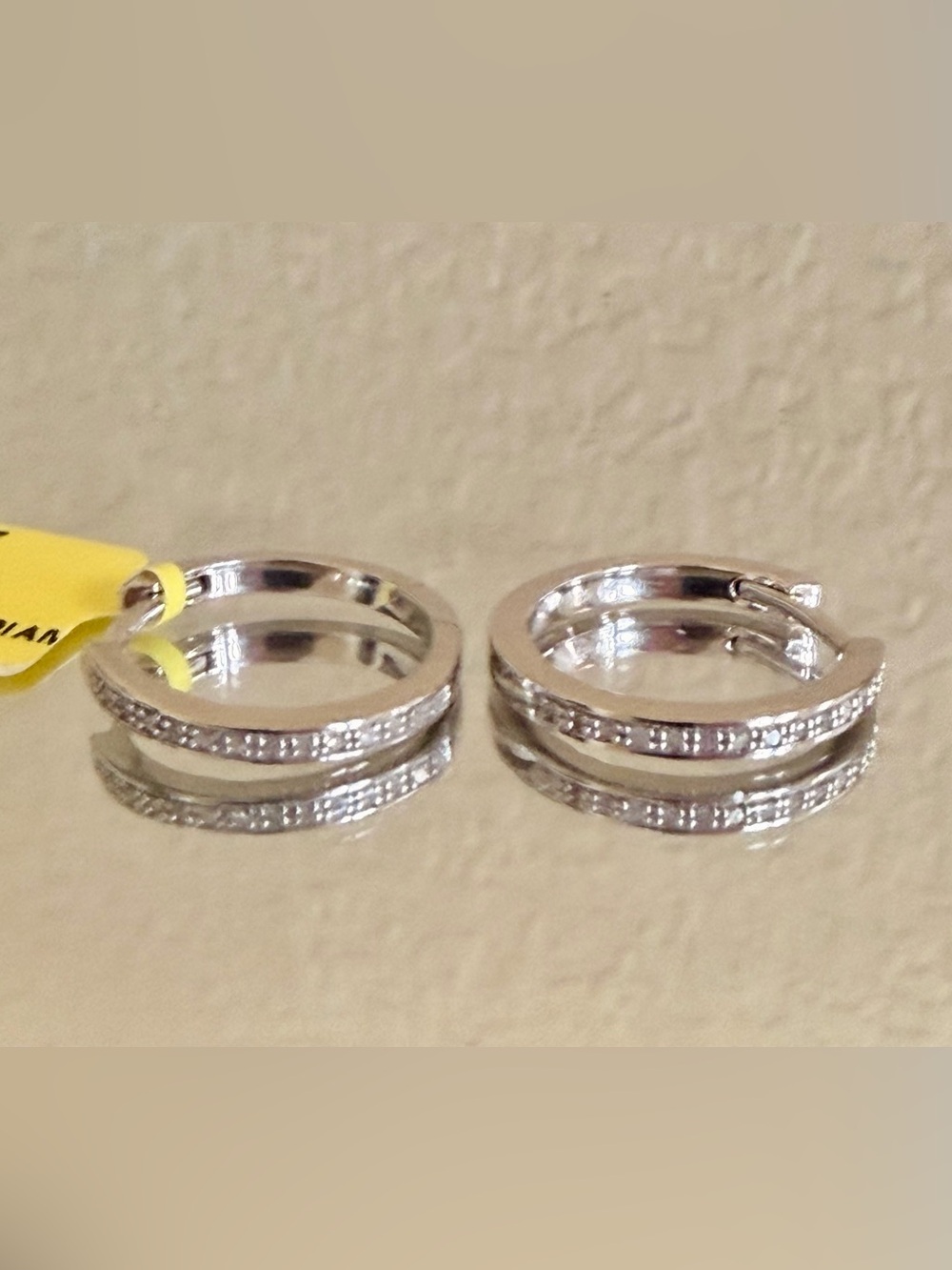 Natural pavé-set diamonds sterling silver huggie hoop earrings 0.10 total carat